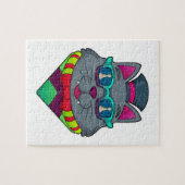 Kat op kaasschaap met schaafkop legpuzzel (Horizontaal)