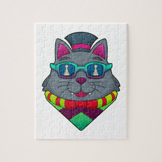 Kat op kaasschaap met schaafkop legpuzzel (Verticaal)