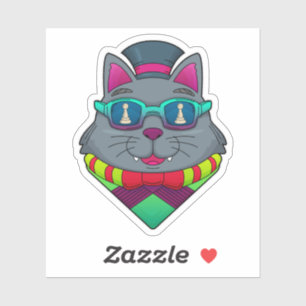 Kat op kaasschaap met schaafkop sticker