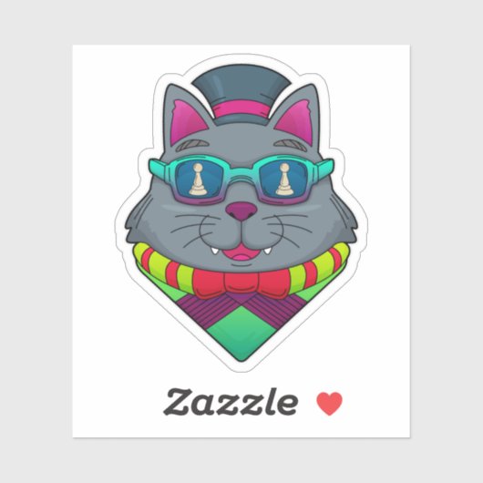 Kat op kaasschaap met schaafkop sticker (Vel)