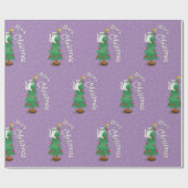 Kat op kerstboom cadeaupapier (Vlak)