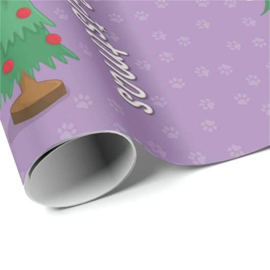 Kat op kerstboom cadeaupapier (Rol Hoek)