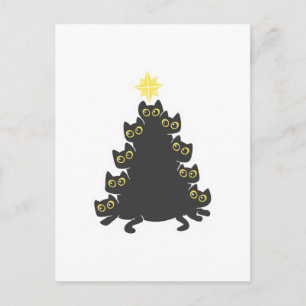 Kat op kerstboom - Kies achtergrondkleur Briefkaart
