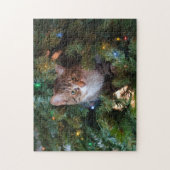 Kat op kerstboom legpuzzel (Verticaal)