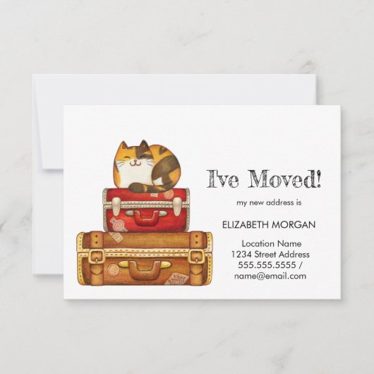 Kat op koffers die ik heb verplaatst aankondiging (Voorkant)