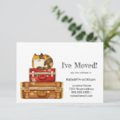 Kat op koffers die ik heb verplaatst aankondiging (Staand voorkant)