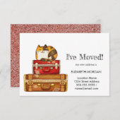 Kat op koffers die ik heb verplaatst aankondiging (Voorkant / Achterkant)