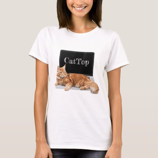 Kat op laptop - CatTop T-shirt (Voorkant)
