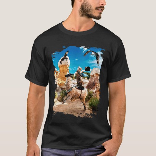 Kat op Llama Rijdt T-shirt (Voorkant)