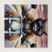 Kat op motor legpuzzel (Horizontaal)