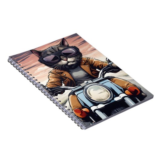 Kat op motor notitieboek (Rechterzijde)