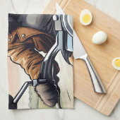 Kat op motor theedoek (Quarter Fold)