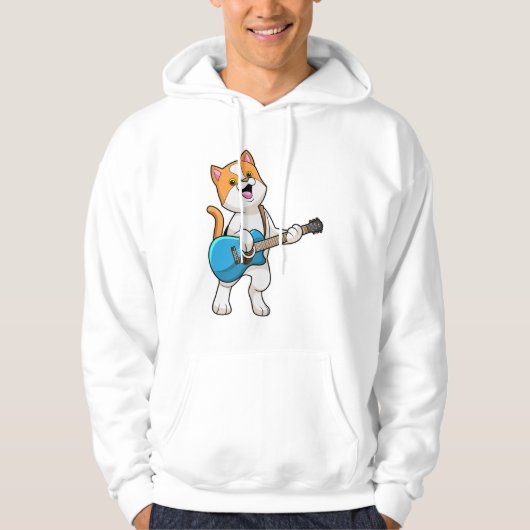 Kat op muziek met gitaar hoodie (Voorkant)