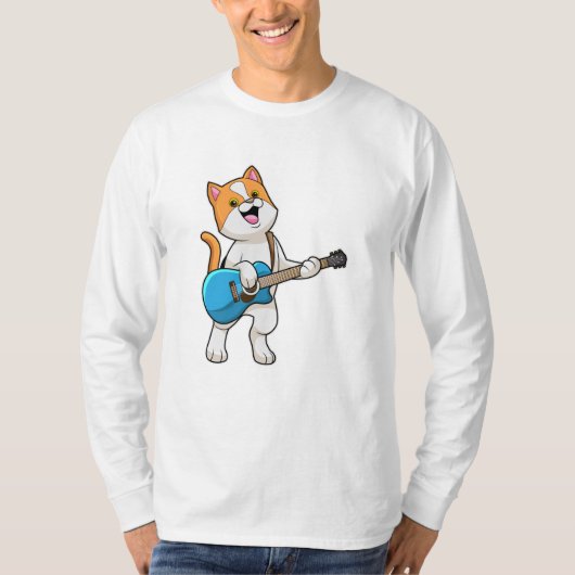 Kat op muziek met gitaar t-shirt (Voorkant)