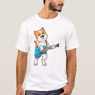 Kat op muziek met gitaar t-shirt