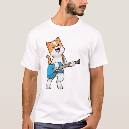 Kat op muziek met gitaar t-shirt (Voorkant)