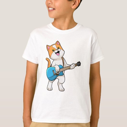 Kat op muziek met gitaar t-shirt (Voorkant)