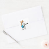 Kat op muziek met gitaar vierkante sticker (Envelop)
