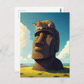 Kat op Paaseiland Moai Briefkaart (Voorkant / Achterkant)