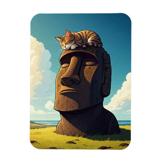 Kat op Paaseiland Moai Magneet (Verticaal)