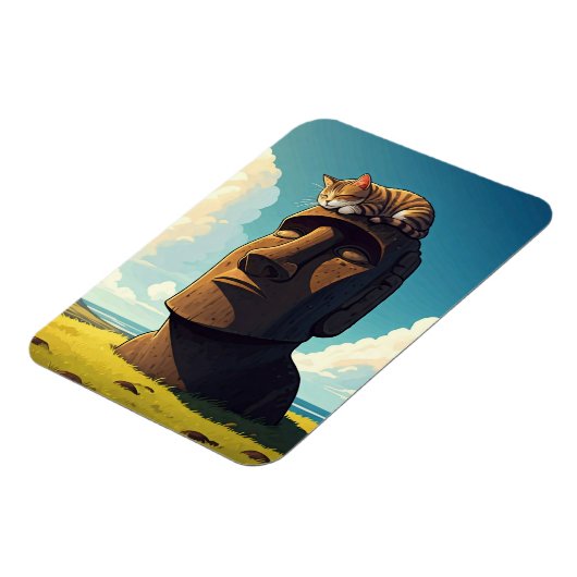 Kat op Paaseiland Moai Magneet (Linkerzijde)
