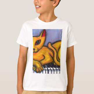 Kat op piano t-shirt