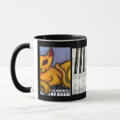 Kat op pianotoetsenbord mok (Links)