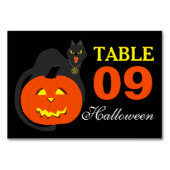 Kat op pomkin Halloween-tabelnummer Kaart (Voorkant)