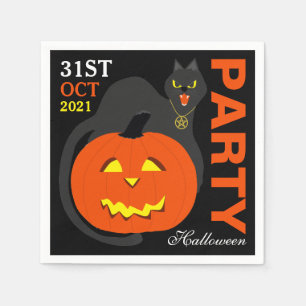 Kat op pompoen, Halloween Party Servet