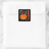 Kat op pompoen, Halloween Party Vierkante Sticker (Tas)
