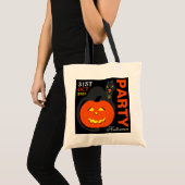 Kat op pompoen, Halloween Tote Bag (Voorkant (product))