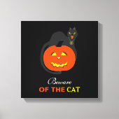Kat op pompoen, Let op de kat Canvas Afdruk (Voorkant)
