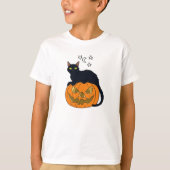 Kat op pompoen met sterren t-shirt (Voorkant)
