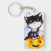 kat op pompoen sleutelhanger (Voorkant)