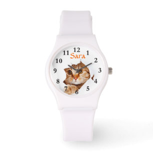 Kat op porty White Silicon Wrist Watch Horloge