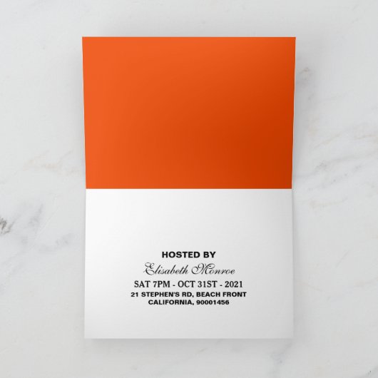 Kat op Pumpkin Halloween Fancy Dress Party Invite Bedankkaart (Binnen)