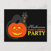 Kat op Pumpkin Halloween Fancy Dress Party Invite Uitnodiging Briefkaart (Voorkant)