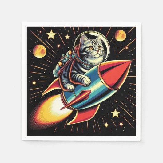 Kat op raketservetten! servet (Voorkant)