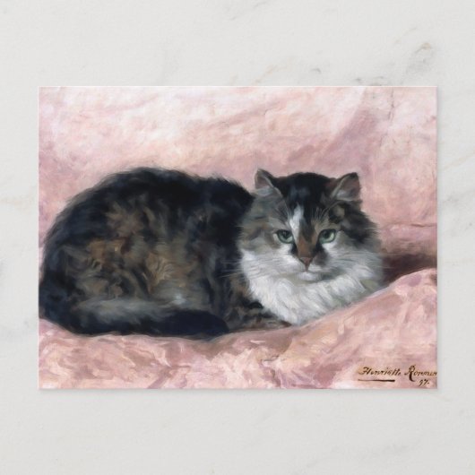 Kat op Roze Pillow door Henriëtte Ronner-Knip Briefkaart (Voorkant)