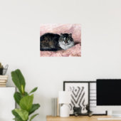 Kat op Roze Pillow door Henriëtte Ronner-Knip Poster (Thuiskantoor)