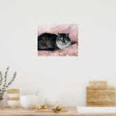 Kat op Roze Pillow door Henriëtte Ronner-Knip Poster (Keuken)