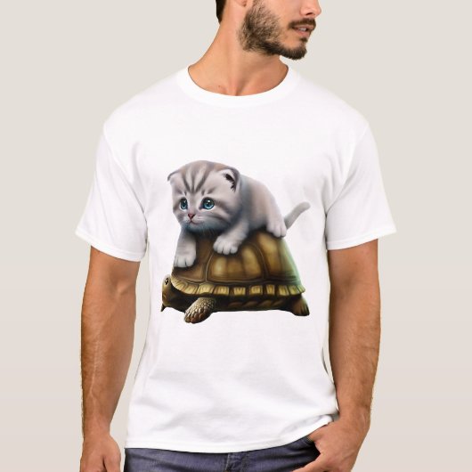 Kat op schildpad Kopie T-shirt (Voorkant)