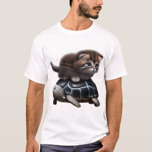 Kat op schildpad t-shirt