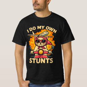 Kat op scooter Ik doe mijn eigen stunts T-shirt