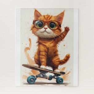 Kat op skateboard legpuzzel