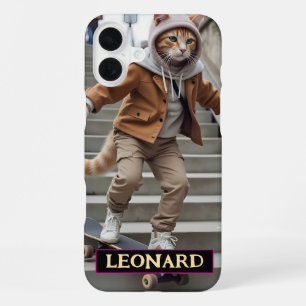 Kat Op Skateboard Rad Kat Extreem Sport Cadeau iPhone 16 Plus Hoesje