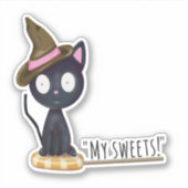 Kat op Snoep Funny Halloween Custom Cut Sticker (Voorkant)