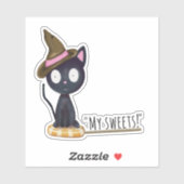 Kat op Snoep Funny Halloween Custom Cut Sticker (Vel)