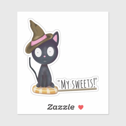 Kat op Snoep Funny Halloween Custom Cut Sticker (Vel)
