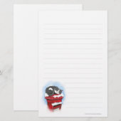 Kat op Snowy English Post Box - Lined Briefpapier (Voorkant / Achterkant)